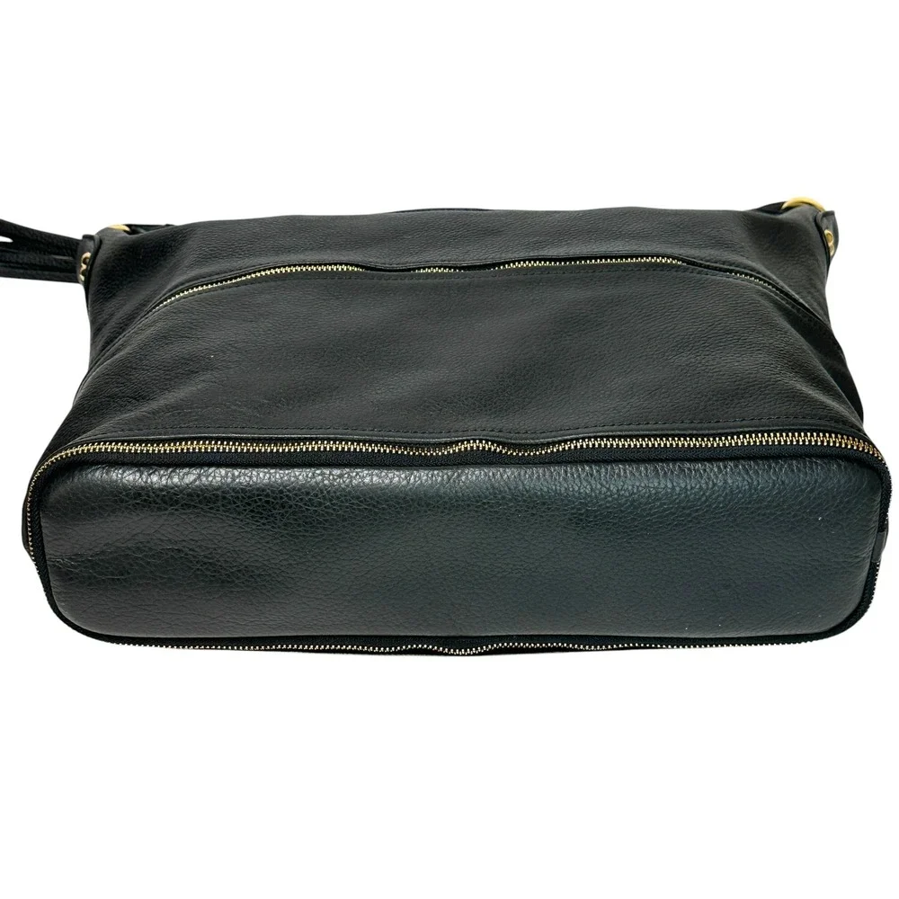 Onna Ehrlich Handbag Kemi Hobo Pebbled Leather‎ Tassel Zip Black OS Boho Chic